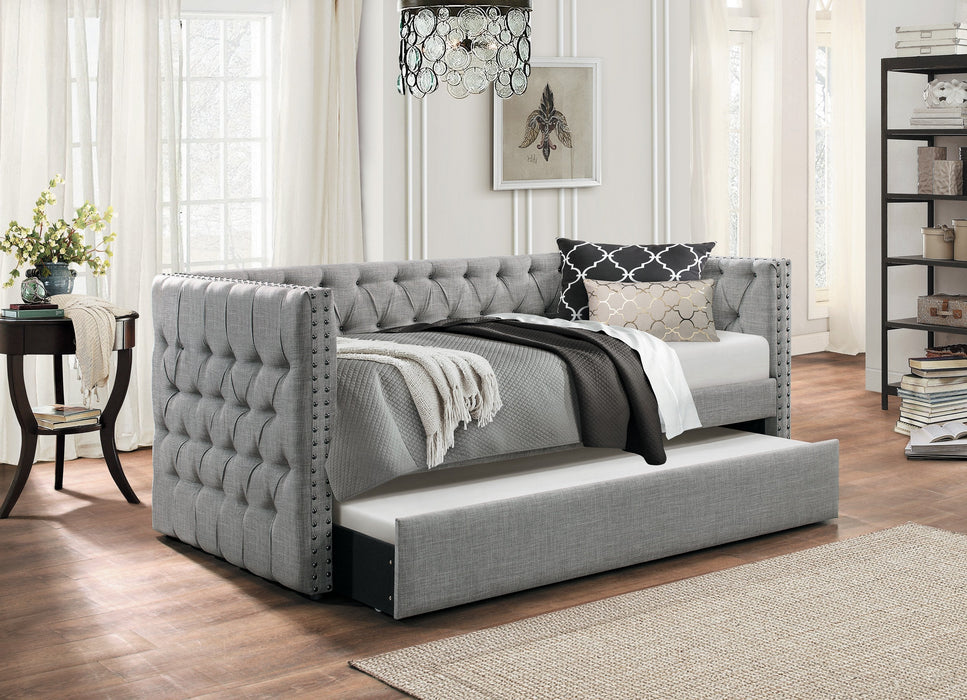 Adalie Gray Twin Daybed with Trundle - 4971 - Lara Furniture