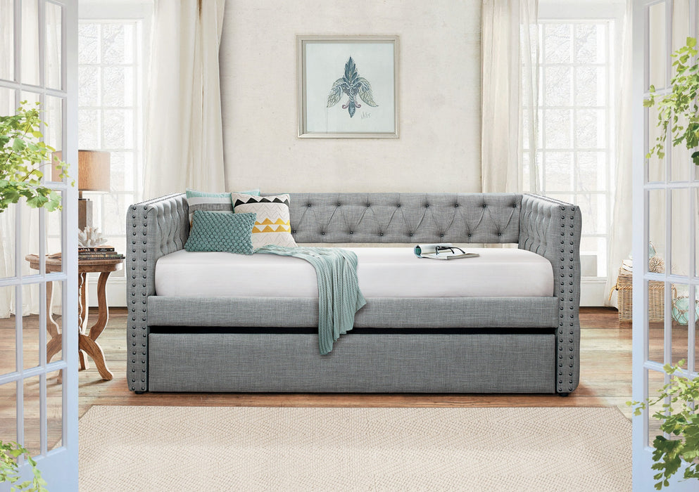 Adalie Gray Twin Daybed with Trundle - 4971 - Lara Furniture