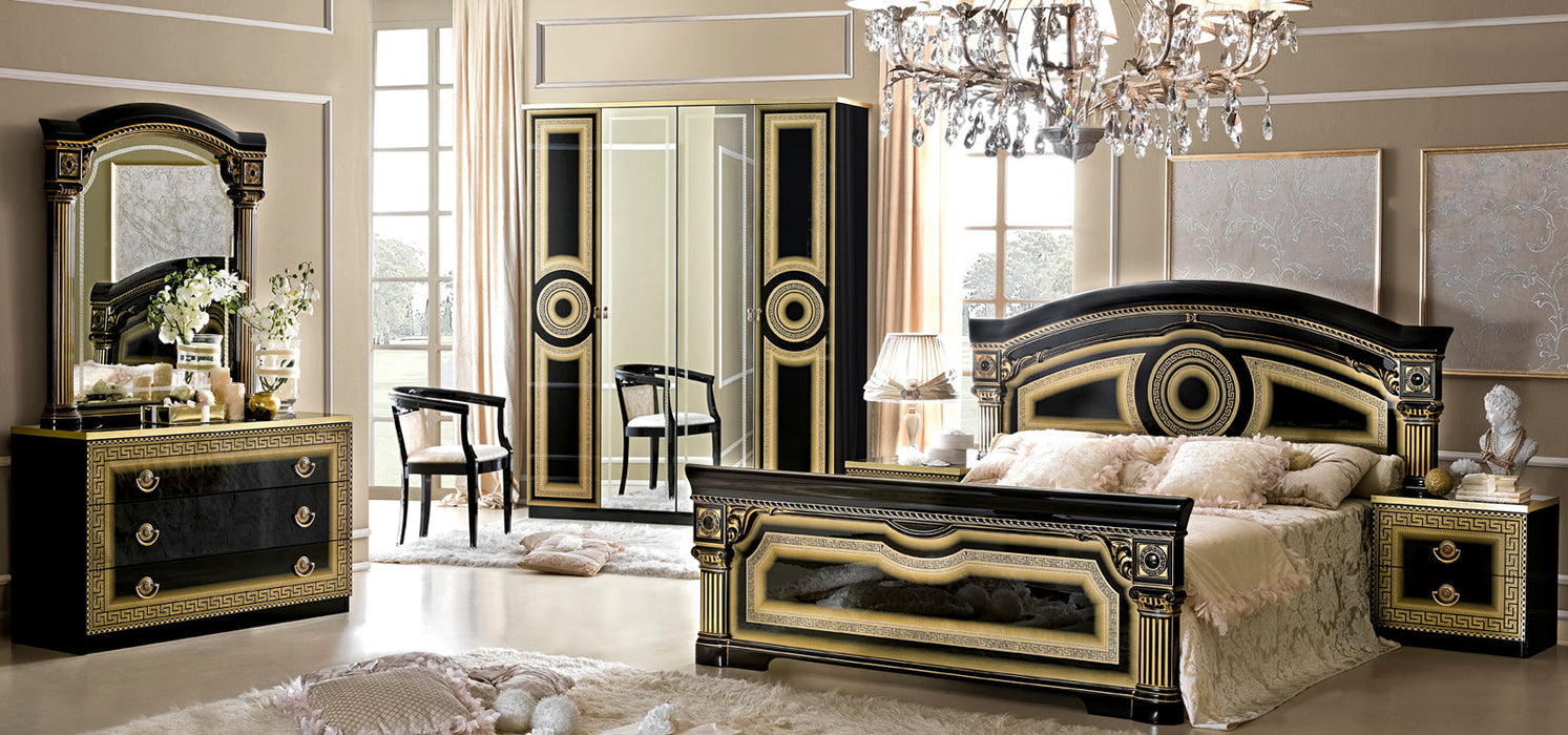 Aida Bed Black W/Gold Queen - Lara Furniture