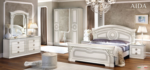 Aida Bed White W/Silver Queen - Lara Furniture