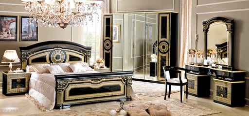 Aida Bedroom Black W/Gold, Camelgroup Italy Set - Lara Furniture