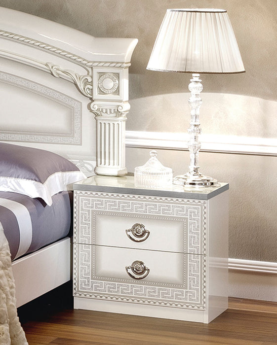 Aida Bedroom, White W/Silver, Camelgroup Italy Set - Lara Furniture