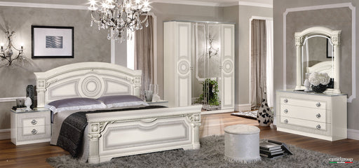 Aida Bedroom, White W/Silver, Camelgroup Italy Set - Lara Furniture