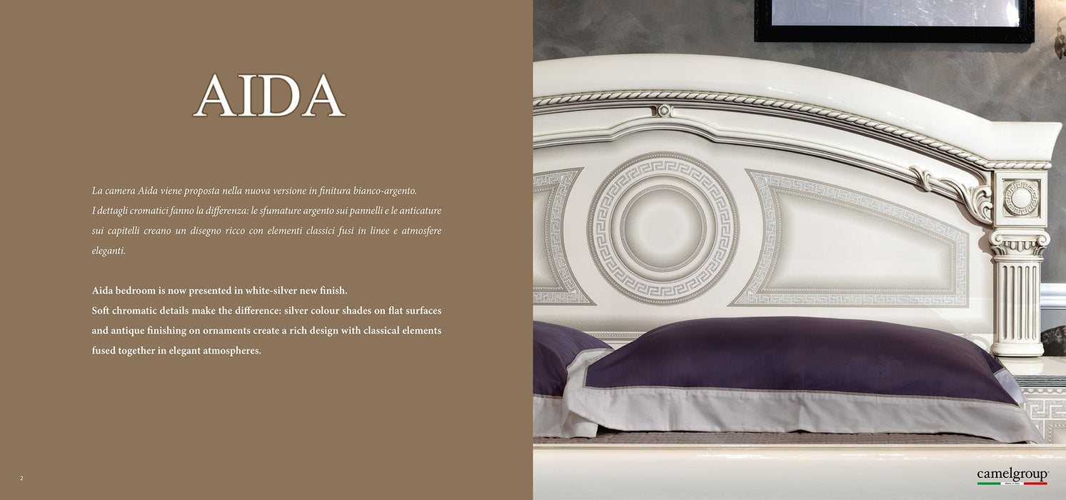 Aida Bedroom, White W/Silver, Camelgroup Italy Set - Lara Furniture