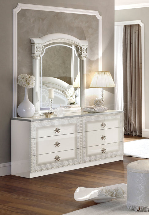 Aida Bedroom, White W/Silver, Camelgroup Italy Set - Lara Furniture