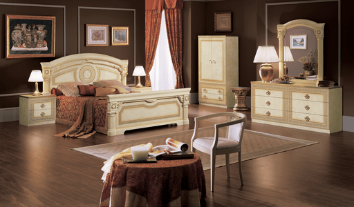 Aida Ivory Bedroom W/Gold, Camelgroup Italy Set - Lara Furniture