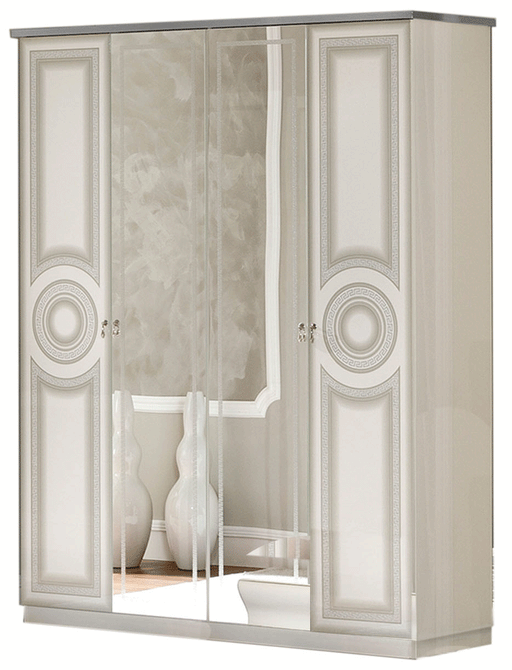 Aida White/Silver 4 Door Wardrobe - i23964 - Lara Furniture