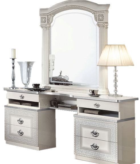 Aida White/Silver Vanity Dresser Set - Lara Furniture