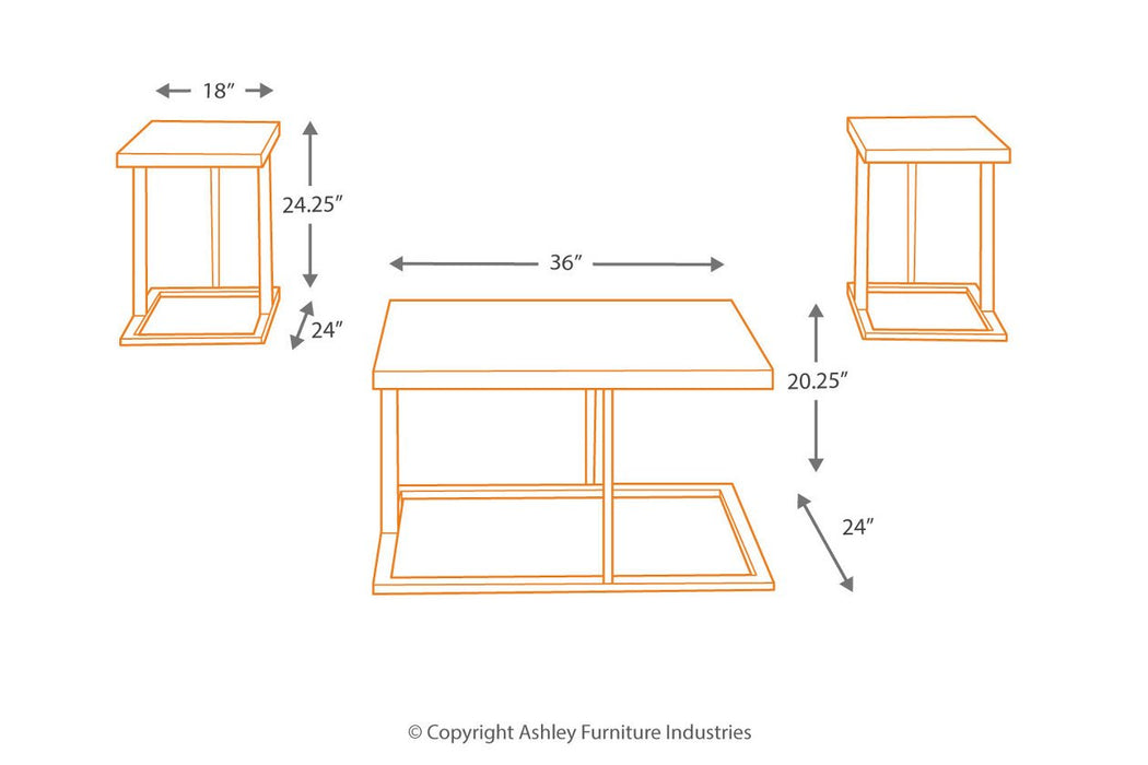 Airdon Bronze Finish Table (Set of 3) - T194-13 - Lara Furniture