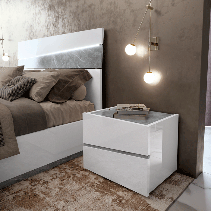 Alba Bed W/ Light, Italy Queen - Lara Furniture