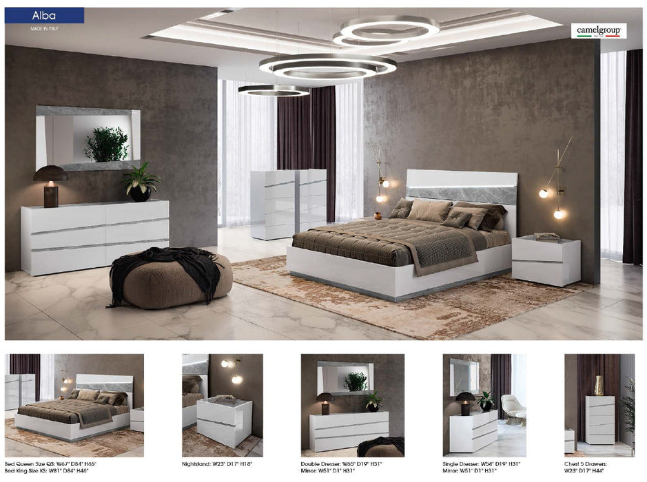 Alba Bed W/ Light, Italy Queen - Lara Furniture