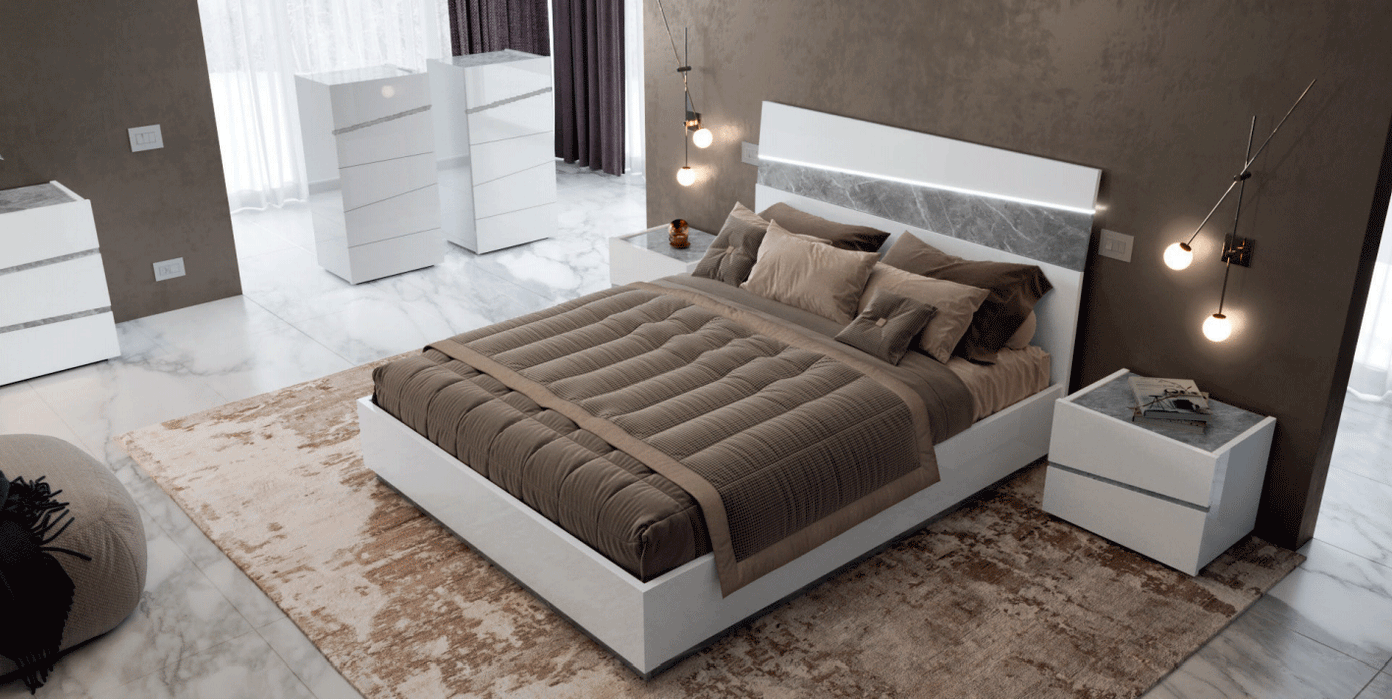 Alba Bed W/ Light, Italy Queen - Lara Furniture