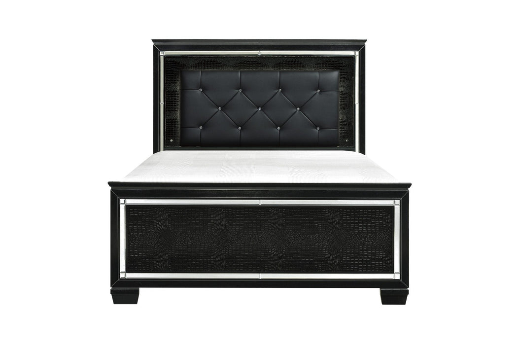 Allura Black LED King Panel Bed - 1916KBK-1EK - Lara Furniture