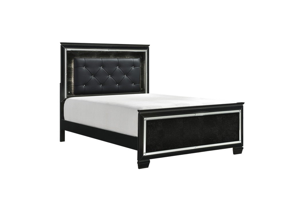 Allura Black LED King Panel Bed - 1916KBK-1EK - Lara Furniture