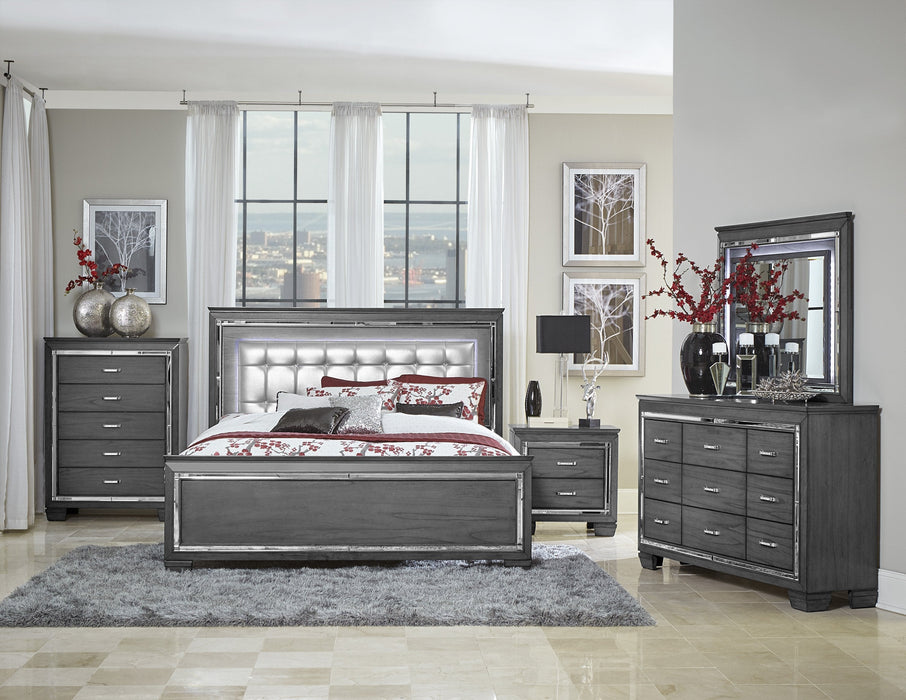 Allura Gray LED Panel Bedroom Set - Lara Furniture