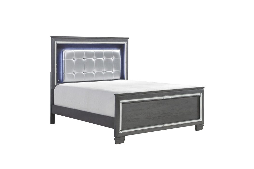 Allura Gray LED Queen Panel Bed - 1916GY-1 - Lara Furniture