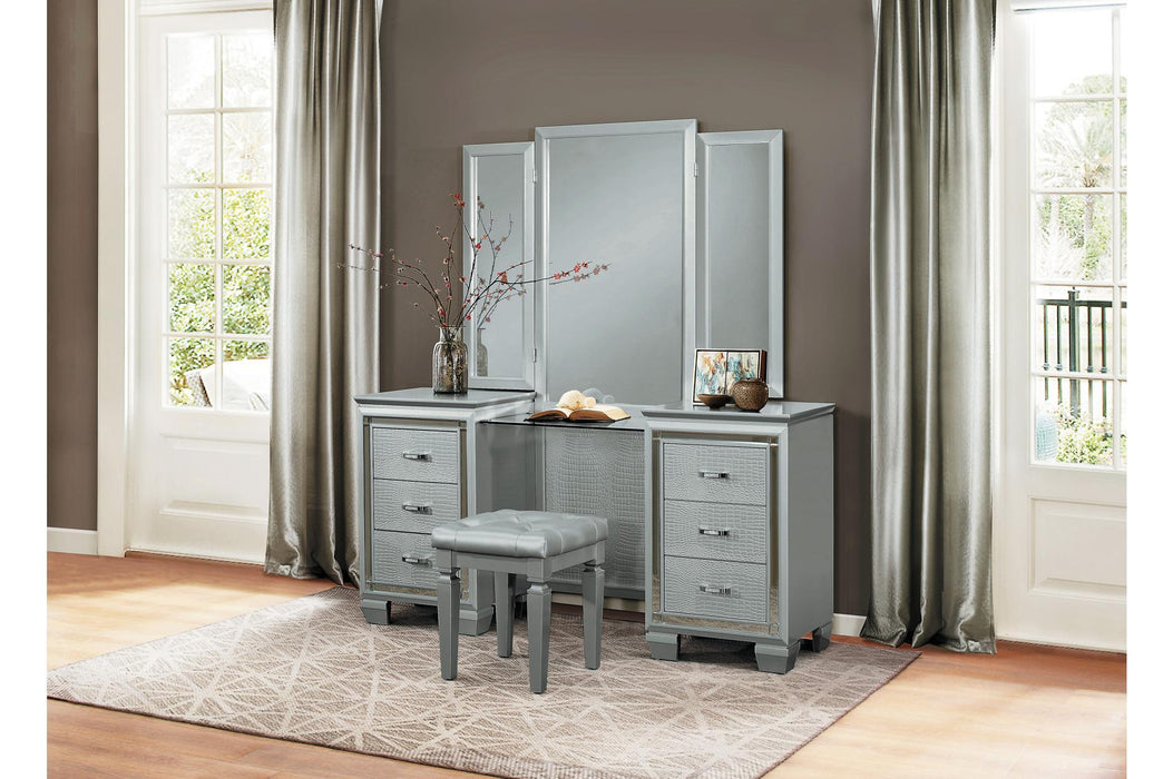 Allura Silver LED Panel Bedroom Set - Lara Furniture