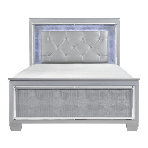 Allura Silver LED Queen Panel Bed - 1916-1 - Lara Furniture