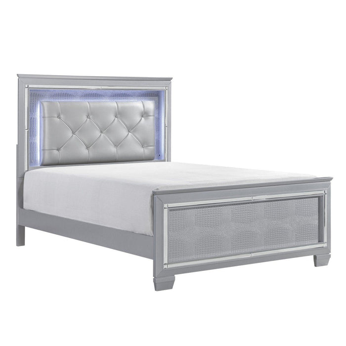 Allura Silver LED Queen Panel Bed - 1916-1 - Lara Furniture