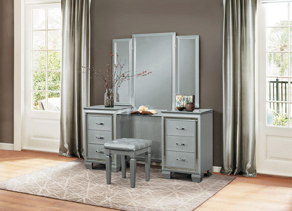 Allura Silver Vanity Set with Stool - 1916/14/15 - Lara Furniture