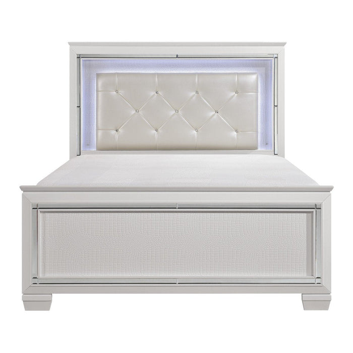 Allura White LED King Panel Bed - 1916KW-1EK - Lara Furniture