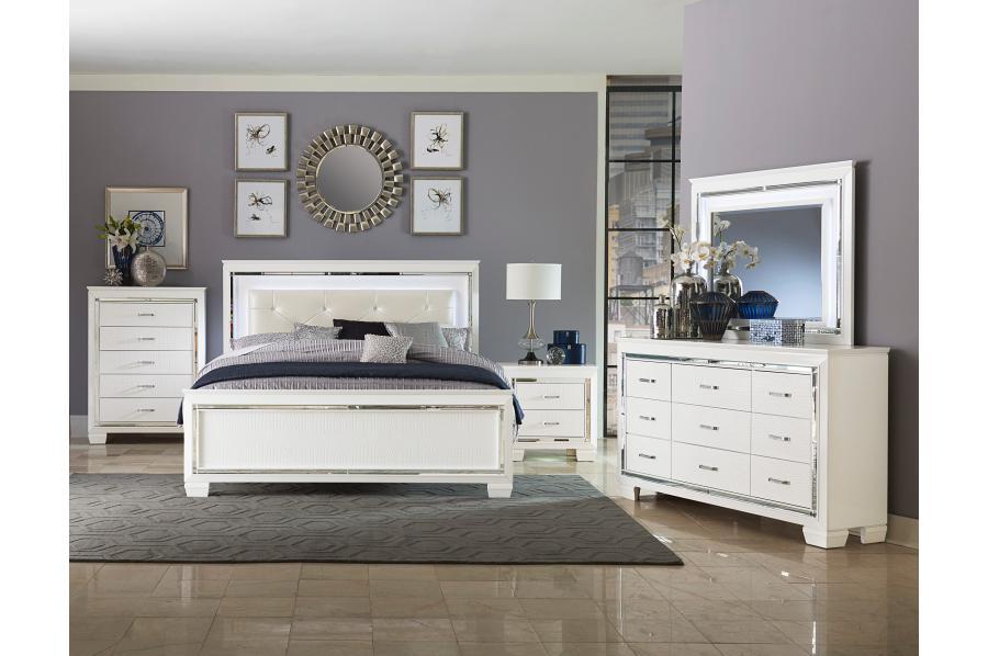 Allura White LED Queen Panel Bed - 1916W-1 - Lara Furniture