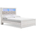 Altyra White Upholstered Bookcase LED King Panel Bed - Lara Furniture