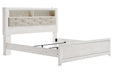 Altyra White Upholstered Bookcase LED King Panel Bed - Lara Furniture