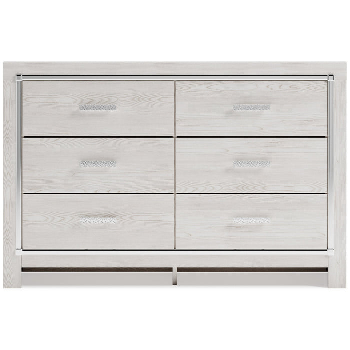 Altyra White Upholstered Bookcase LED Panel Bedroom Set - Lara Furniture