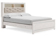 Altyra White Upholstered Bookcase LED Queen Panel Bed - Lara Furniture