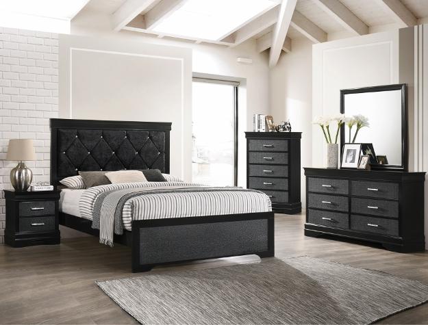 Amalia Black King Panel Bed - Lara Furniture