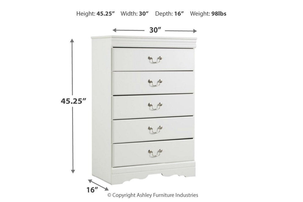 Anarasia White Chest of Drawers - B129-46 - Lara Furniture