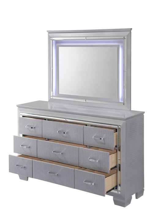 Lillian Silver LED Upholestered Bedroom Set