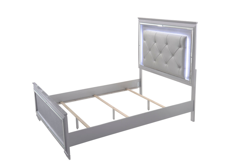 Lillian Silver LED Upholestered Bedroom Set