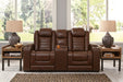 Backtrack Chocolate Power Reclining Loveseat with Console - U2800418 - Lara Furniture