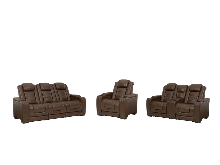 Backtrack Sofa, Loveseat and Recliner in Chocolate - PKG008172