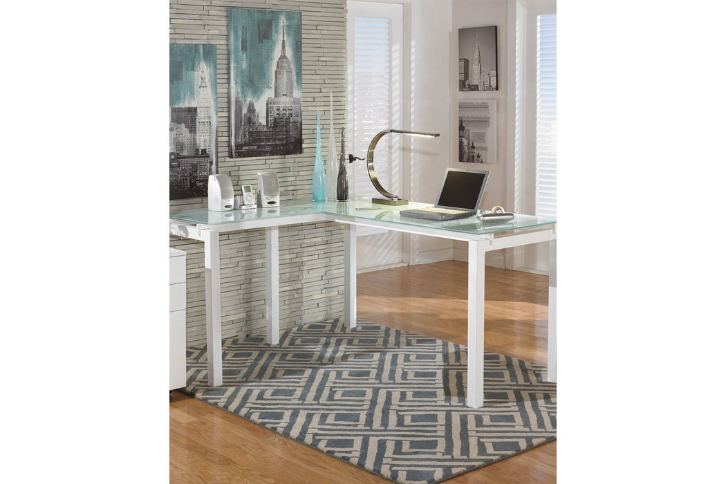 Baraga White Home Office L-Desk - H410-24 - Lara Furniture