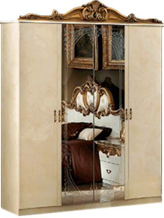 Barocco Ivory/Gold 4 Door Wardrobe - i24007 - Lara Furniture