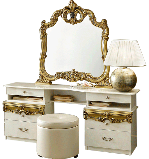 Barocco Ivory/Gold Vanity Dresser Set - Lara Furniture