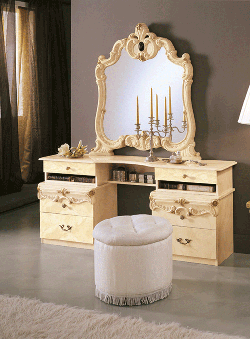 Barocco Vanity Dresser Ivory Set - Lara Furniture