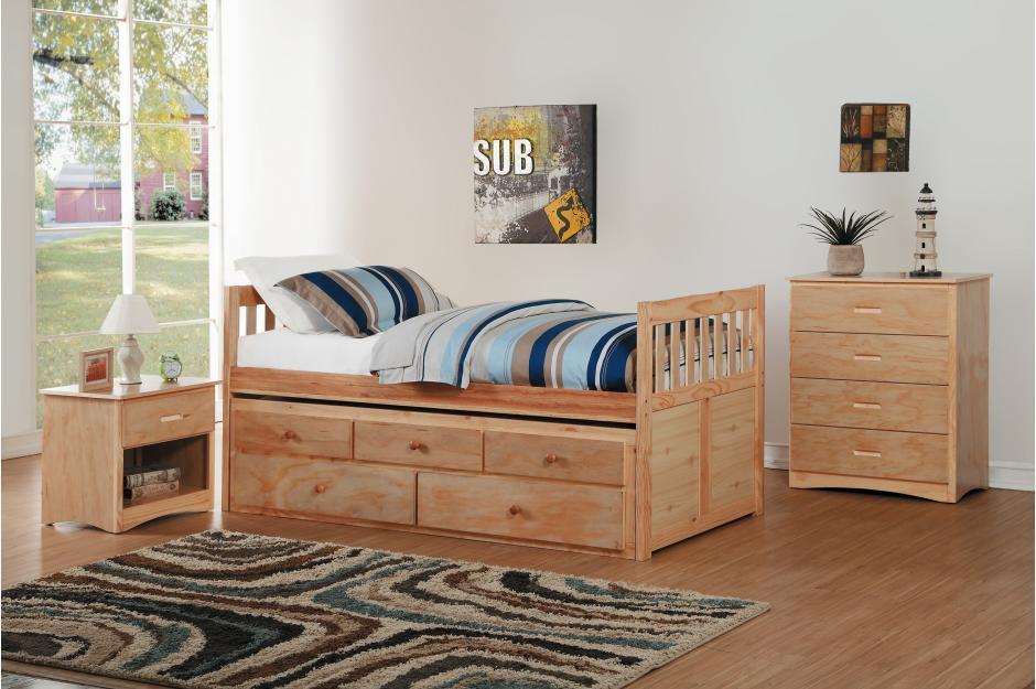 Bartly Pine Twin/Twin Trundle Captain Bed | B2043 - B2043PR-1 - Lara Furniture