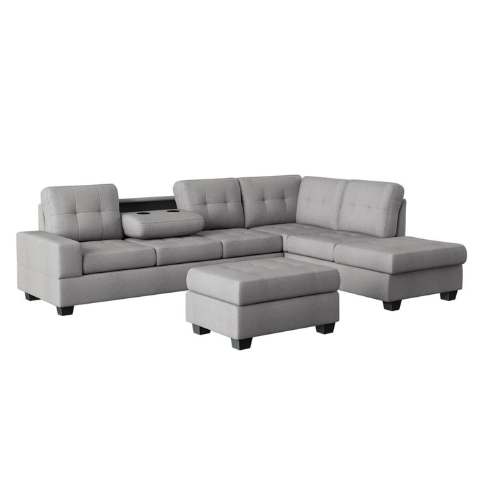 Heights Silver Gray  Reverisble Sectional with Storage Ottoman