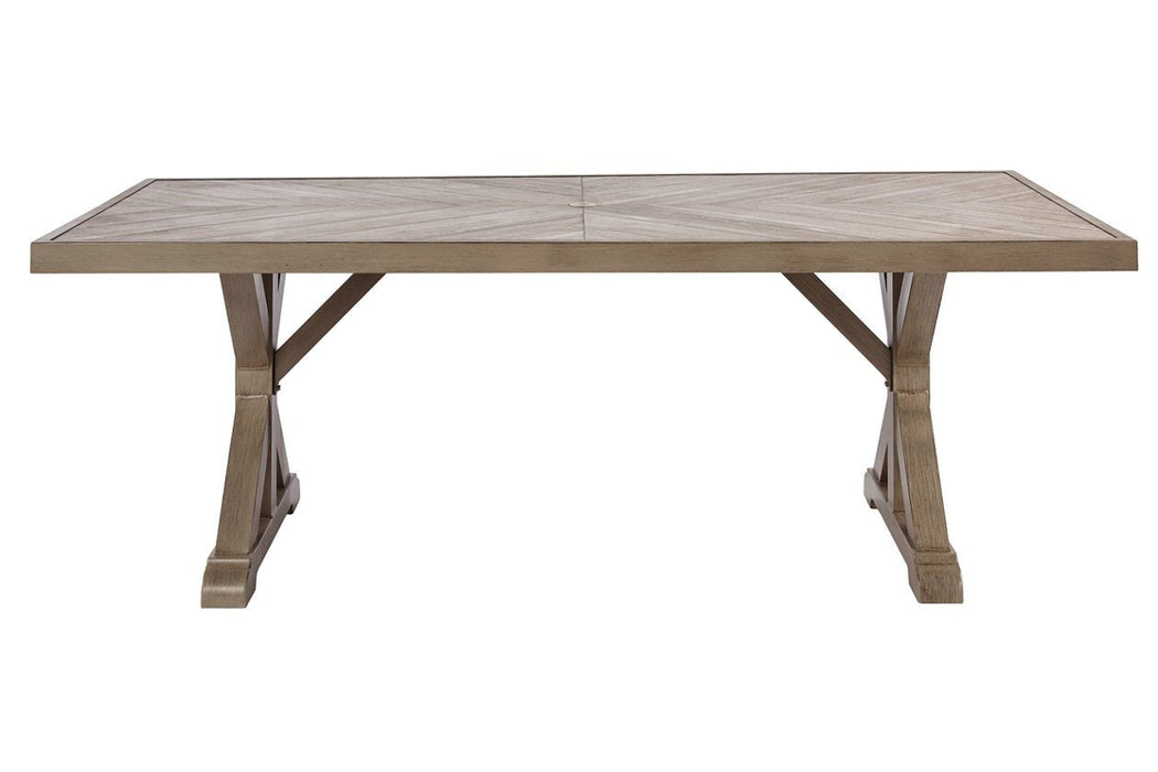 Beachcroft Beige Dining Table with Umbrella Option - P791-625 - Lara Furniture