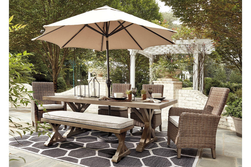 Beachcroft Beige Dining Table with Umbrella Option - P791-625 - Lara Furniture