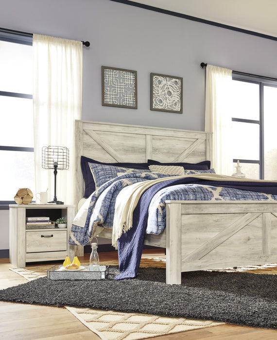 Bellaby Whitewash King Crossbuck Panel Bed - Lara Furniture