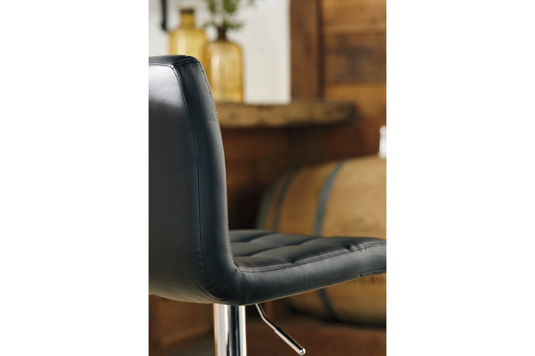 Bellatier Black/Chrome Finish Adjustable Height Bar Stool - D120-130 - Lara Furniture