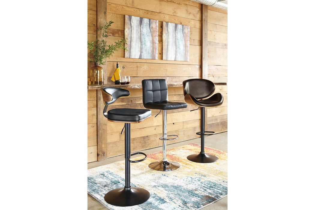 Bellatier Black/Chrome Finish Adjustable Height Bar Stool - D120-130 - Lara Furniture