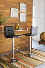 Bellatier Black/Chrome Finish Adjustable Height Bar Stool - D120-130 - Lara Furniture