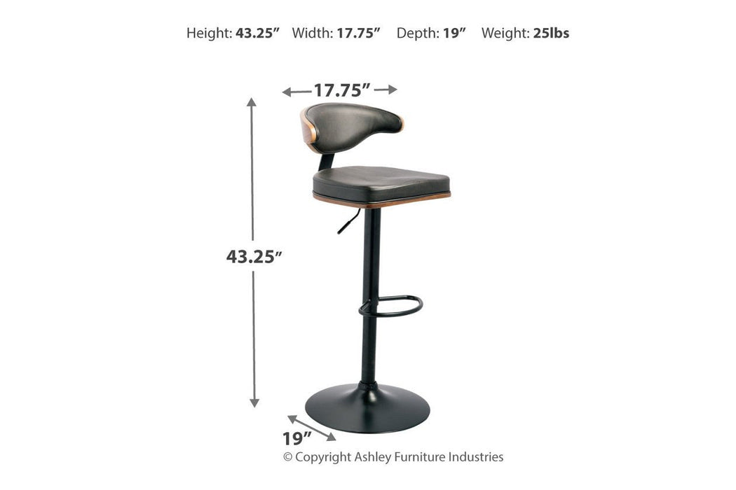 Bellatier Brown/Black Adjustable Height Bar Stool - D120-330 - Lara Furniture