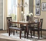 Bennox Brown Dining Table and Chairs with Bench (Set of 6) - D384-325 - Lara Furniture